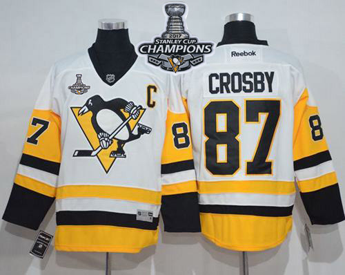Penguins #87 Sidney Crosby White New Away Stanley Cup Finals Champions Stitched NHL Jersey